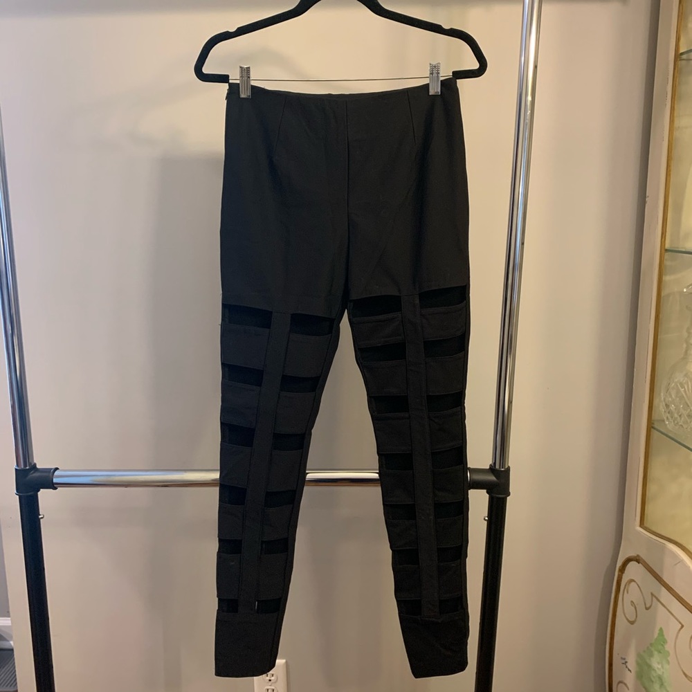 Vividness Hu, black, sexy cut out pants